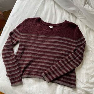 Maroon and grey striped cropped sweater from BP